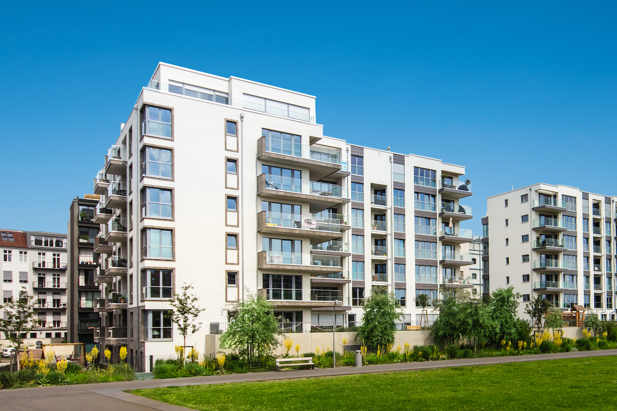 Modern multifamily apartment building